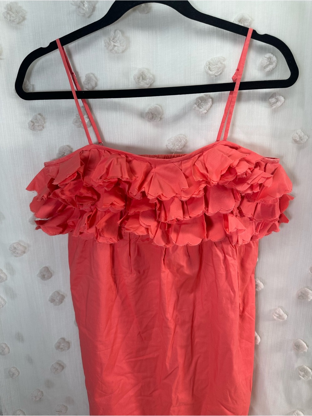 NWT J. Crew Women’s Coral Ruffle Spaghetti Strap Mini Dress Size Small - Picture 2 of 8